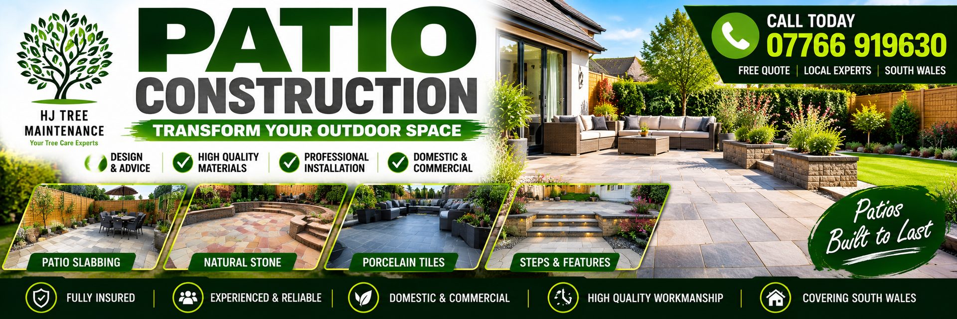 H J Tree Maintenance, tree and garden services in South Wales, call 07766 919630