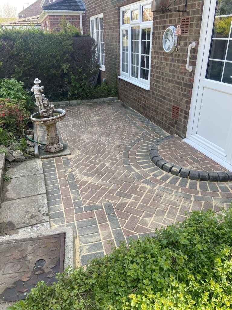 cleaning and resealing block paving driveway in Pontypool
