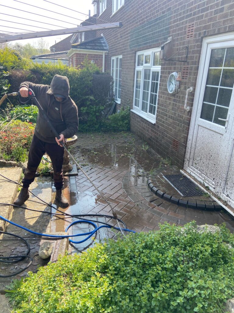 cleaning and resealing block paving driveway in Pontypool